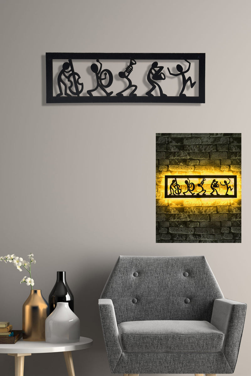 Decorațiune Perete Asi Home Music Band, Galben, 19x60 cm