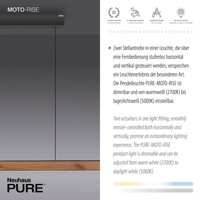 Lustra Paul Neuhaus PURE MOTO-RISE 3xLED Lemn Natural