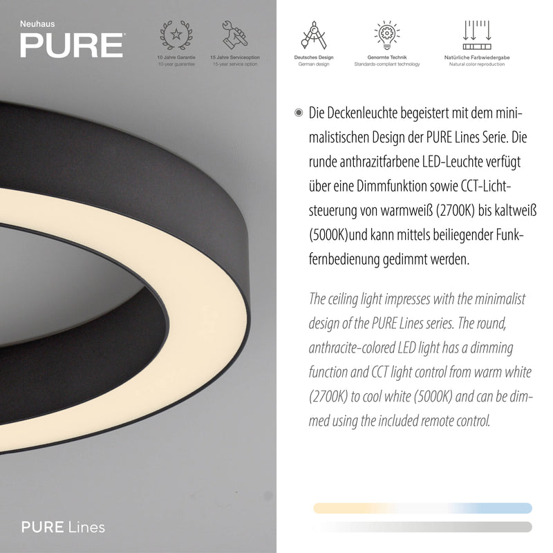 Plafoniera Paul Neuhaus PURE LINES ROUND LED Grafit