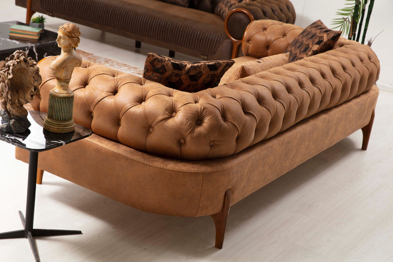 Canapea Rolex Inev Asi Home, Cognac, lungime 251cm, latime 102cm, inaltime 69cm