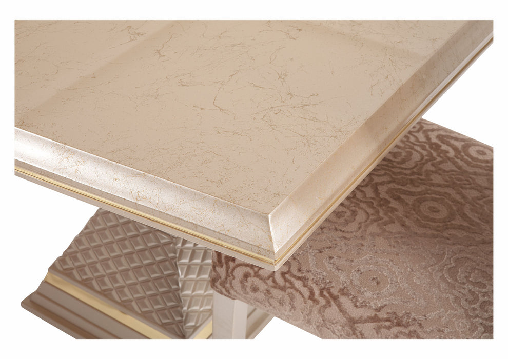 Set Dining Lux Lavinya Zen AsiHome, Masa Crem Auriu (2m x 1m) + 6 Scaune – Exclusiv ASI Home