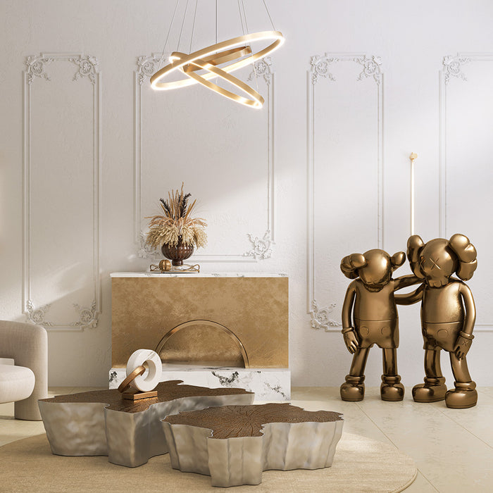 Lustr? LED suspendat? Maytoni Rim MOD058PL-L100BS4K, 115W, Ø80 cm, brass, lumin? 4000K