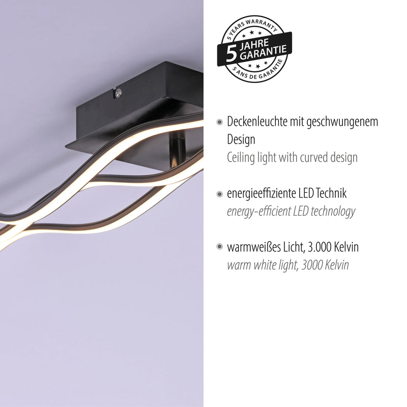 Plafoniera Paul Neuhaus WAVE 3xLED Negru