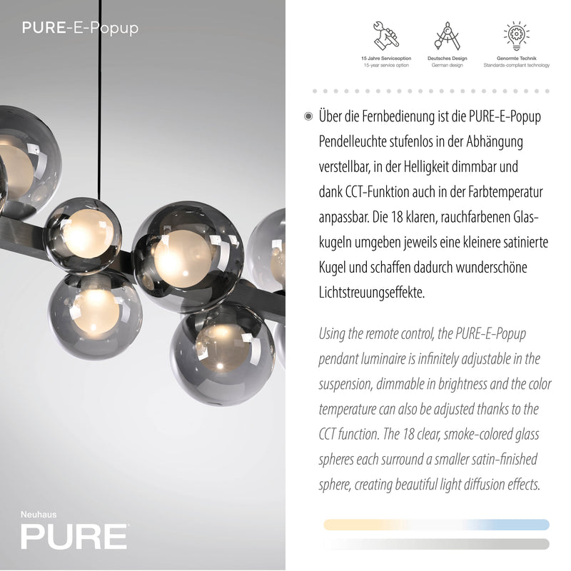 Lustra Paul Neuhaus PURE E-POPUP 18xLED Gri