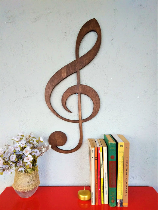 Decoratiune de Perete Asi Home Treble Clef - Walnut Lemn 1.8X25X60 cm