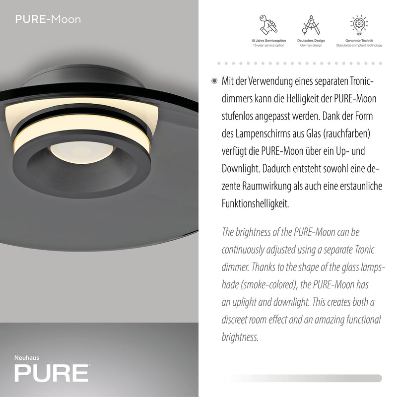 Plafoniera Paul Neuhaus PURE MOON 2xLED Gri