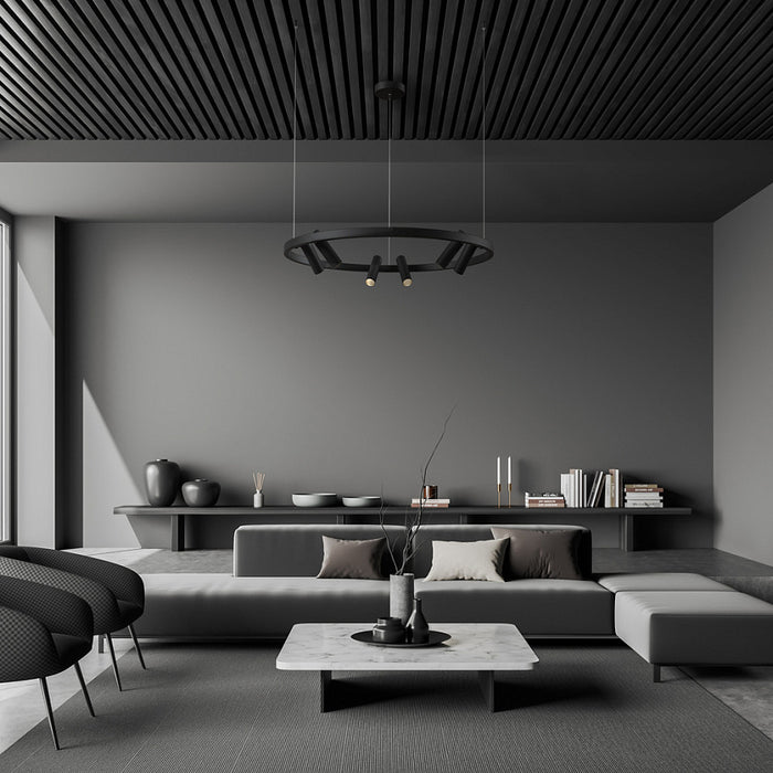 Lampă Suspendată LED Neagră Satellite MOD102PL-L42B – Maytoni Modern, Aluminiu, 42W, 3900lm