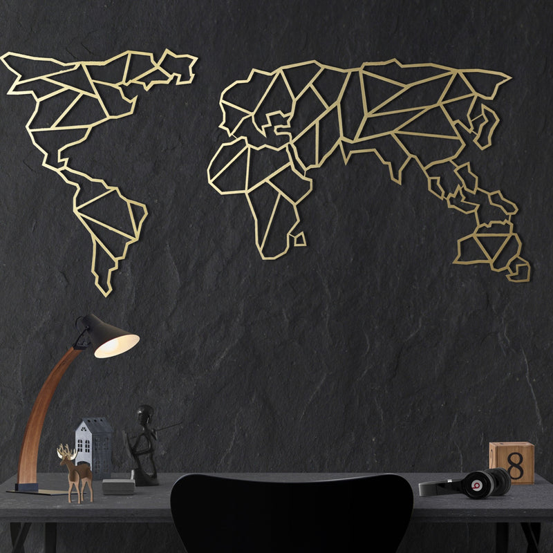 Accesoriu Iluminat Asi Home World Map, Auriu, 60x120 cm