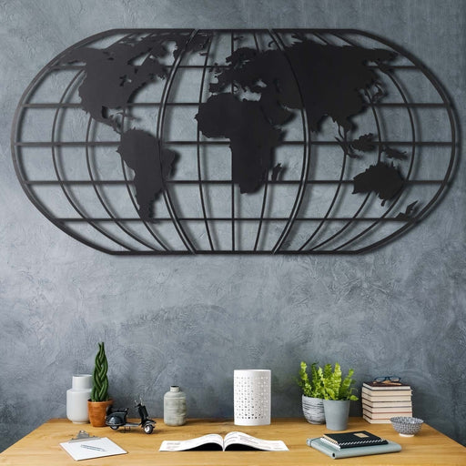 Accesoriu Iluminat Asi Home World Map Globe Led, Negru, 60x120 cm
