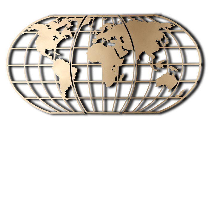 Decoratiune de Perete din Metal Asi Home World Map Globe - Gold Metal 120X60 cm