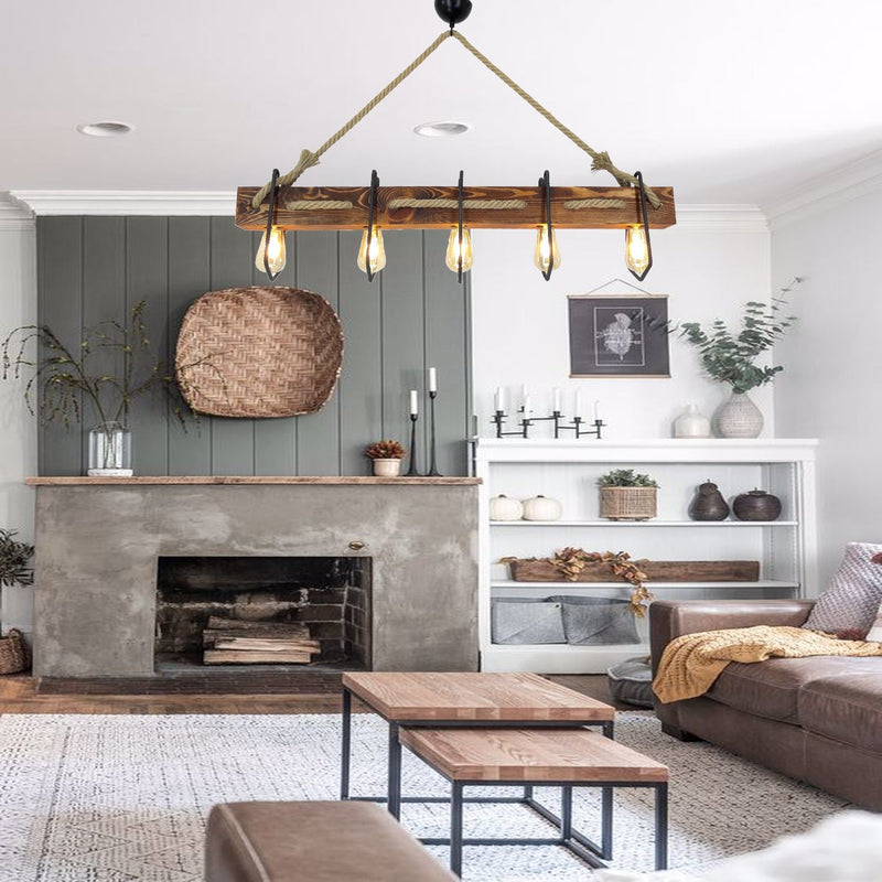 Lustră Asi Home Demir Kütük 3, Walnut, 5xE27