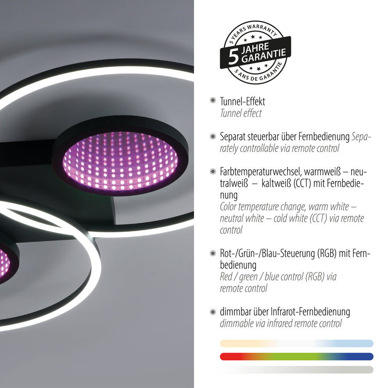 Plafoniera Paul Neuhaus TUNEL 4xLED Negru