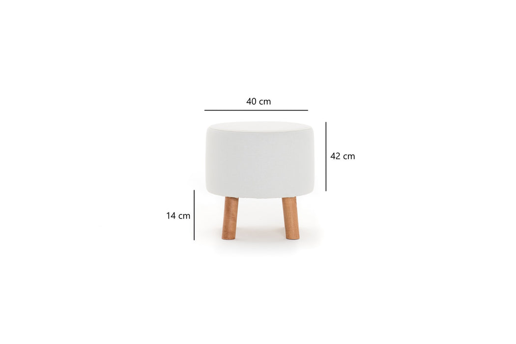 Taburete Asi Home Silindir - Cream Lemn de Fag | MDF 40X40X42 cm