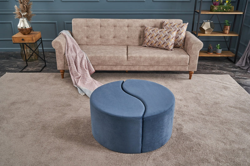 Puff Asi Home Alis Puf - Blue Poliester | Catifea 80X80X40 cm
