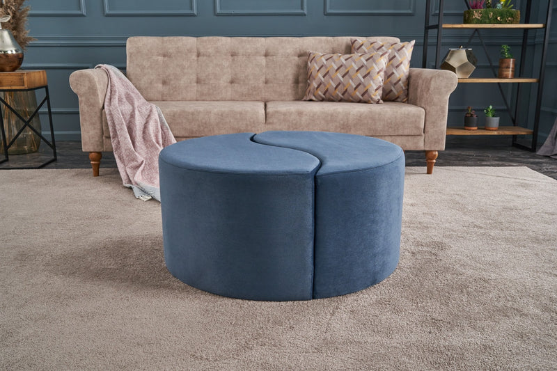 Puff Asi Home Alis Puf - Blue Poliester | Catifea 80X80X40 cm