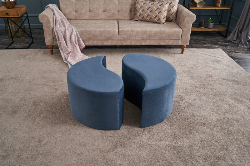 Puff Asi Home Alis Puf - Blue Poliester | Catifea 80X80X40 cm