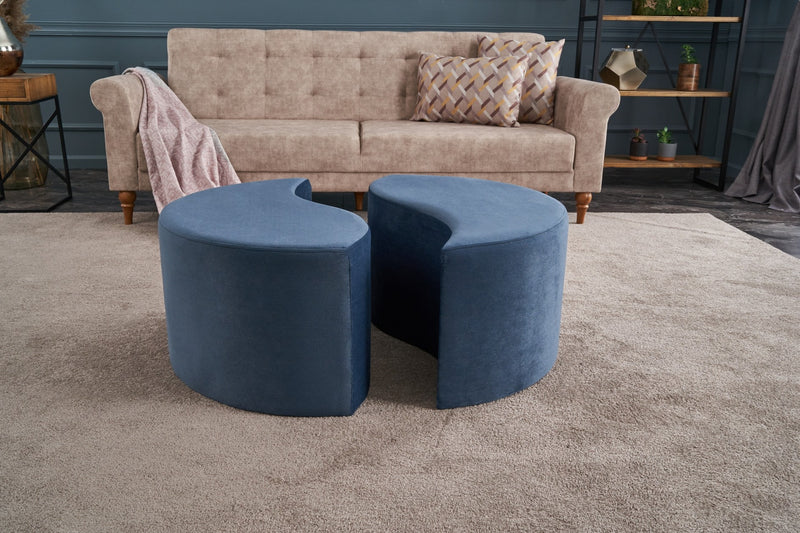 Puff Asi Home Alis Puf - Blue Poliester | Catifea 80X80X40 cm
