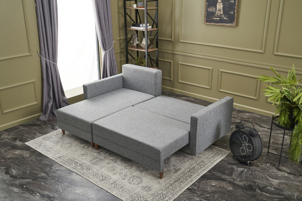 Colțar Extensibil Asi Home Aydam Stanga - Grey Lemn de Fag 215 |93X80 cm