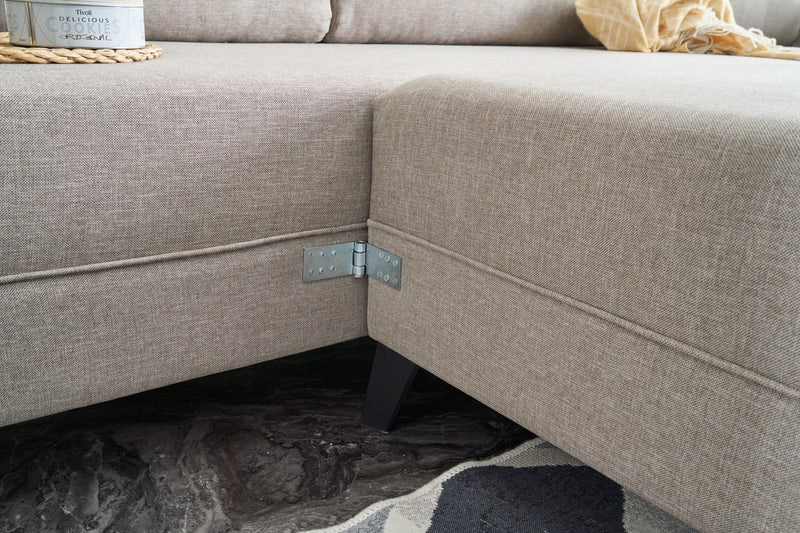 Colțar Extensibil Asi Home Eris - Cream  Lemn de Brad X300 | 202X157 cm