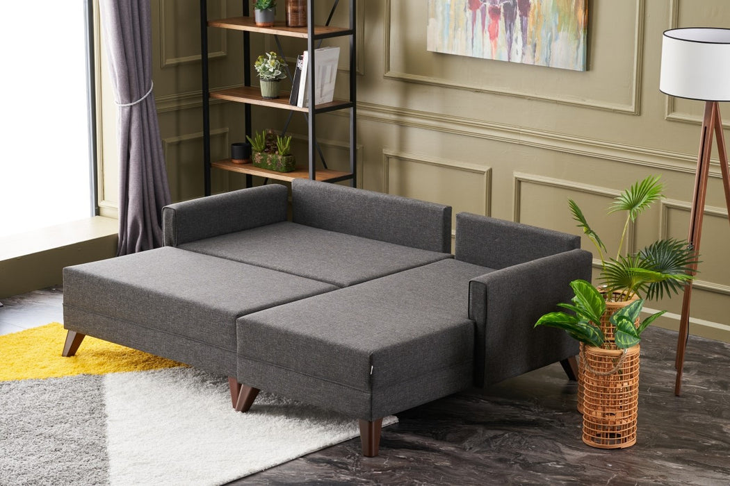 Colțar Extensibil Asi Home Bella Mini Dreapta- Antracit  Brad | MDF 205| 81X85 cm