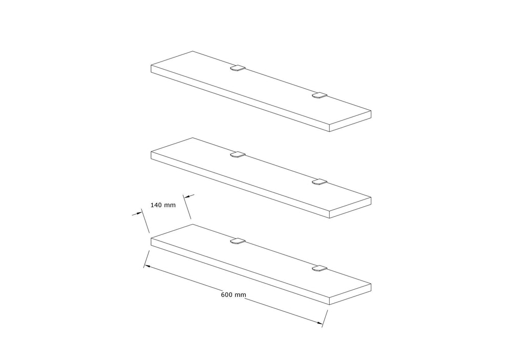 Polita de Perete (3 Bucati) Asi Home Boss - Anthracite PAL 15X60X1.8 cm