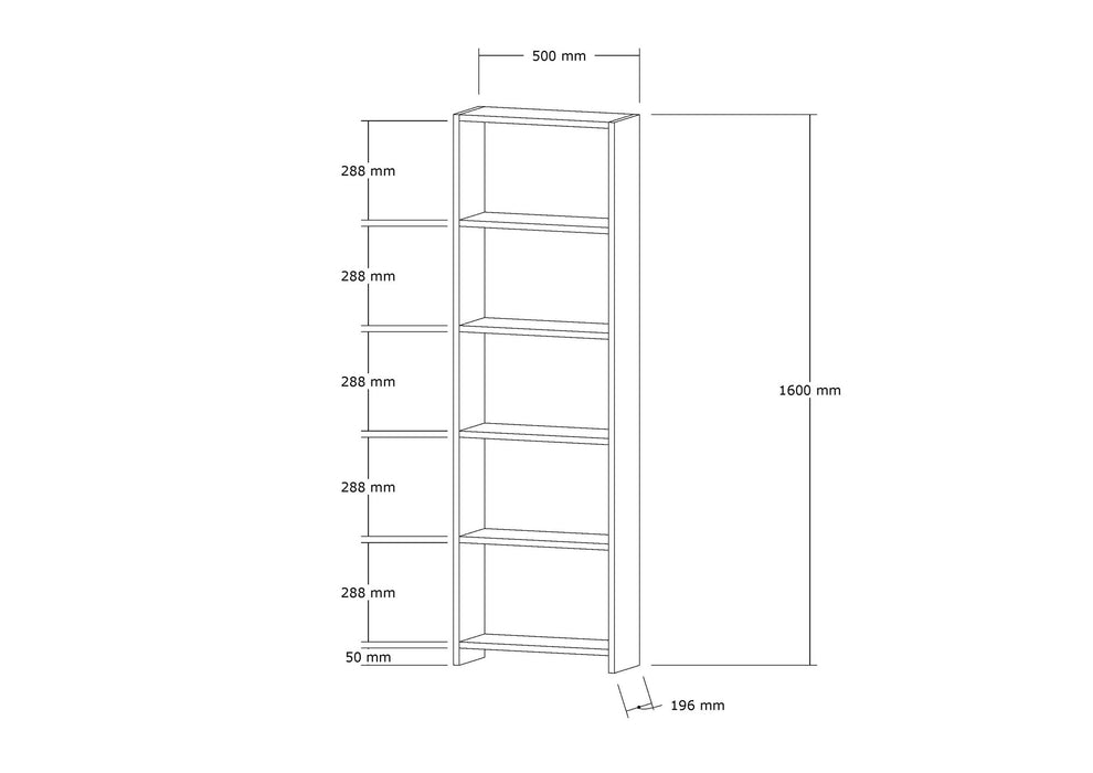 Etajeră-Raft pentru Cărți  Asi Home New - White PAL 19,6X50X160 cm