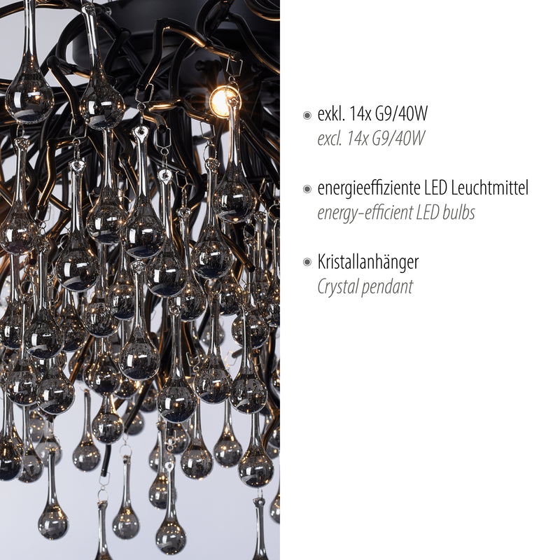 Plafoniera Paul Neuhaus ICICLE 14xG9 Negru