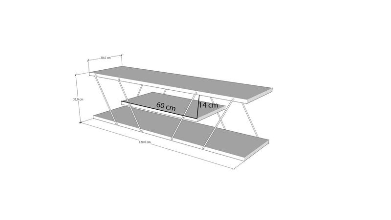 Consola TV Asi Home Canaz - White, Black PAL 30X120X33 cm
