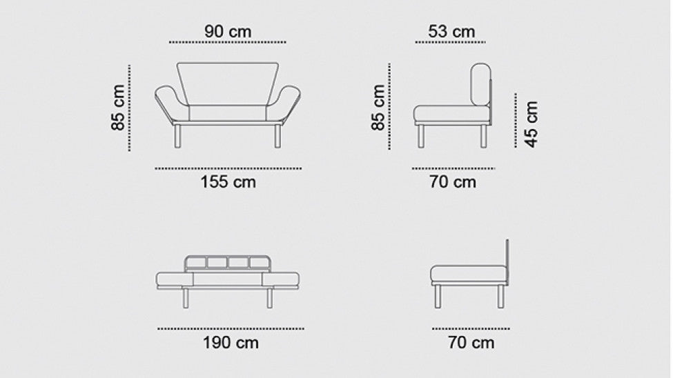 Canapea Extensibila cu 2 Locuri Asi Home Nitta - Brown Metal 70X155X85 cm