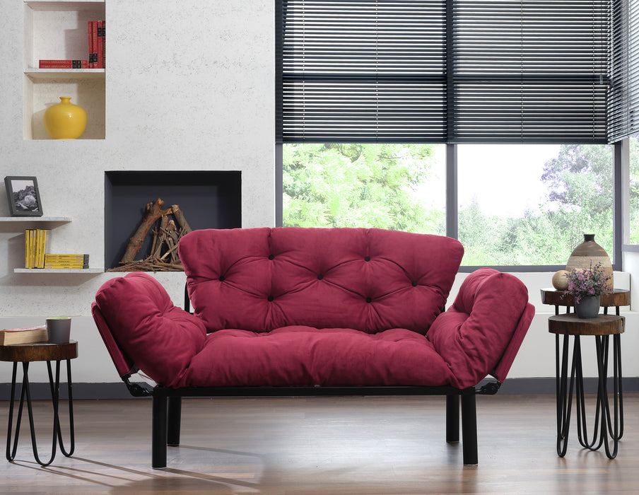 Canapea Extensibila cu 2 Locuri Asi Home Nitta - Maroon Metal 70X155X85 cm