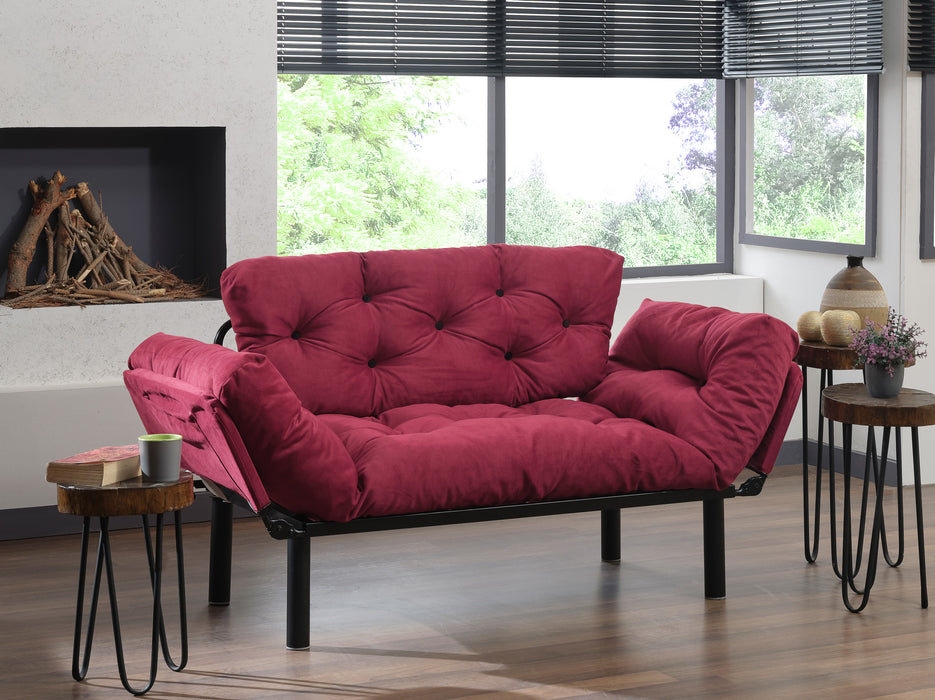 Canapea Extensibila cu 2 Locuri Asi Home Nitta - Maroon Metal 70X155X85 cm