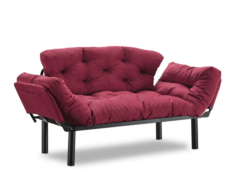 Canapea Extensibila cu 2 Locuri Asi Home Nitta - Maroon Metal 70X155X85 cm