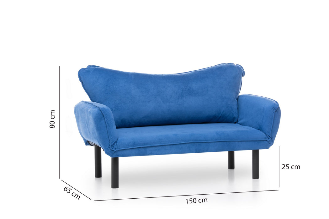 Canapea Extensibila cu 2 Locuri Asi Home Chatto - Blue Metal 65X140X70 cm