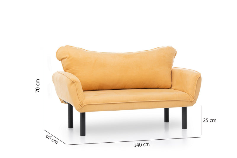 Canapea Extensibila cu 2 Locuri Asi Home Chatto - Mustard Metal 65X140X70 cm