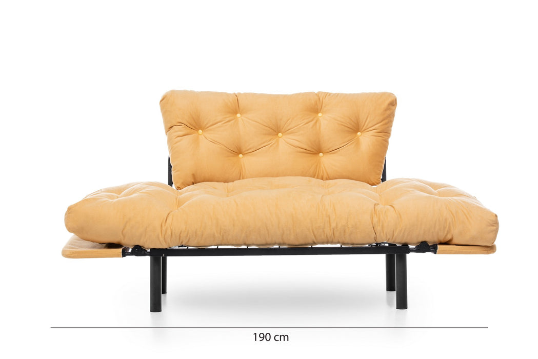 Canapea Extensibila cu 2 Locuri Asi Home Nitta - Mustard Metal 70X155X85 cm