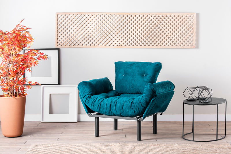 Fotoliu Extensibil Asi Home Nitta Single - Petrol Green Metal 95X70X85 cm