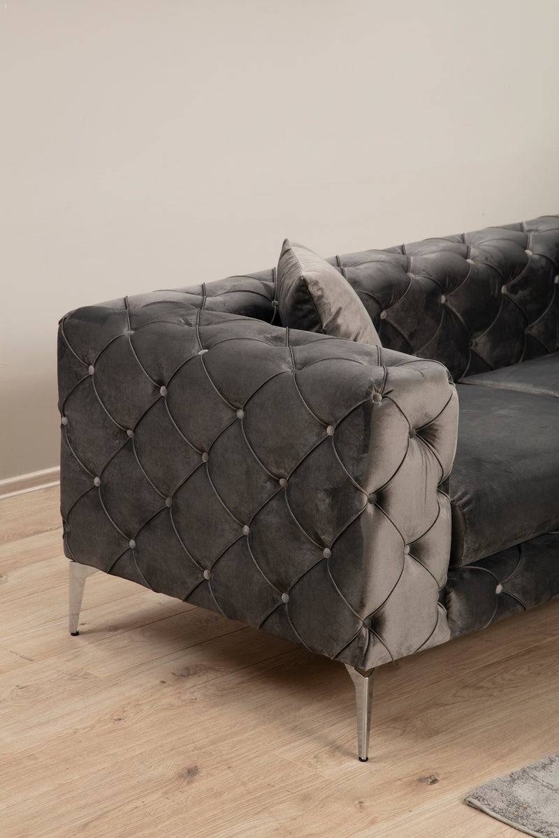 Canapea 2 Locuri Asi Home Como 2- Anthracite Lemn | Tesatura 90X197X70 cm