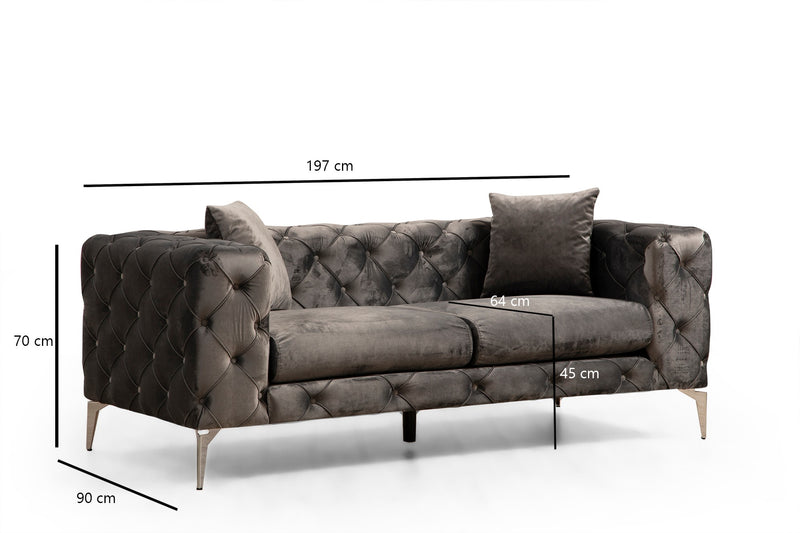 Canapea 2 Locuri Asi Home Como 2- Anthracite Lemn | Tesatura 90X197X70 cm
