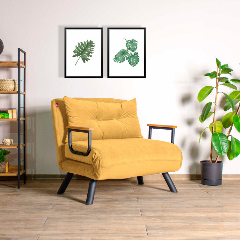 Canapea extensibilă Asi Home Single Sando – 78x60 cm, catifea, cadru metalic