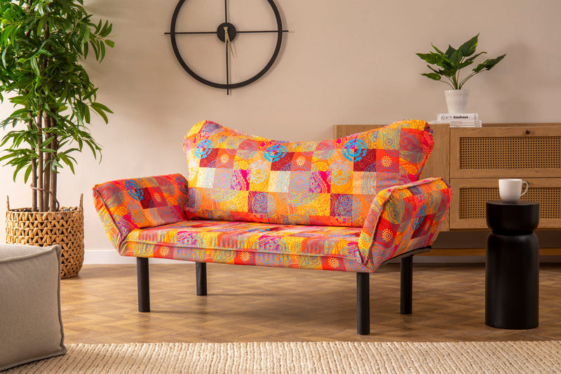 Canapea Extensibila cu 2 Locuri Asi Home Chatto - Patchwork Metal 65X140X70 cm