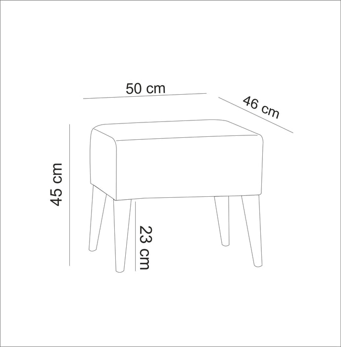 Taburete Asi Home Zeni Puf - Cream Lemn de Tei 50X46X45 cm