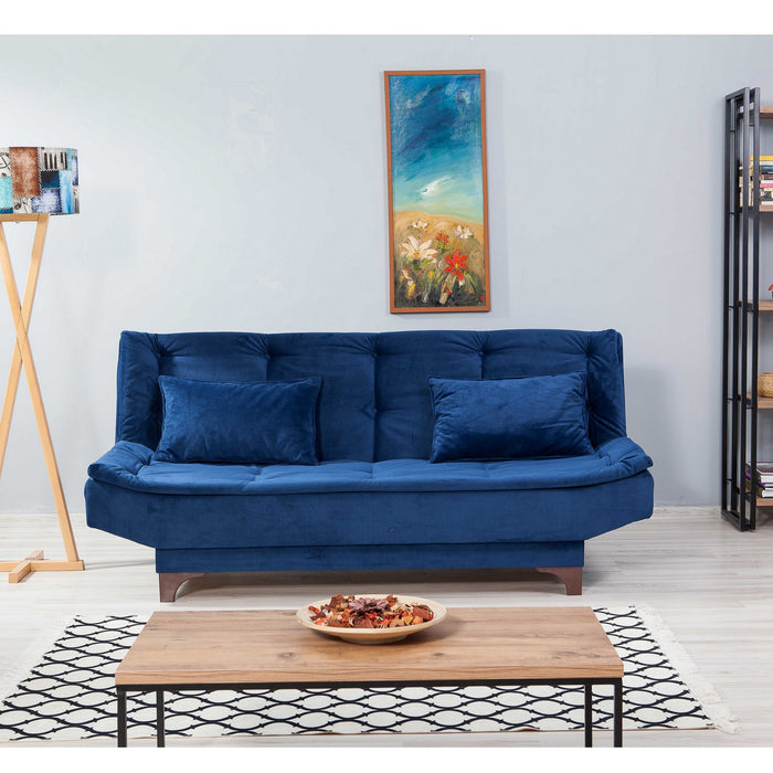 Canapea Extensibila cu 3 Locuri Asi Home Kelebek - Blue Lemn de Pin|SOHO 85X190X90 cm