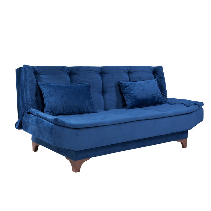 Canapea Extensibila cu 3 Locuri Asi Home Kelebek - Blue Lemn de Pin|SOHO 85X190X90 cm