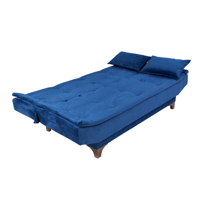 Canapea Extensibila cu 3 Locuri Asi Home Kelebek - Blue Lemn de Pin|SOHO 85X190X90 cm