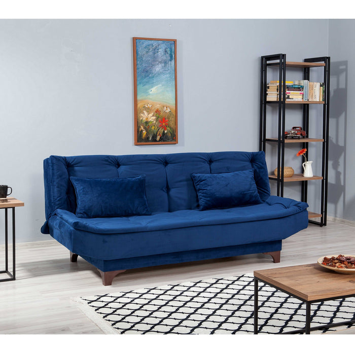 Canapea Extensibila cu 3 Locuri Asi Home Kelebek - Blue Lemn de Pin|SOHO 85X190X90 cm