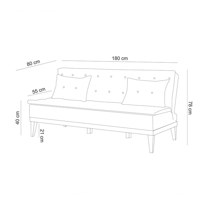 Canapea Extensibila cu 3 Locuri Asi Home Fuoco - Grey Lemn de Tei| In 80X180X78 cm