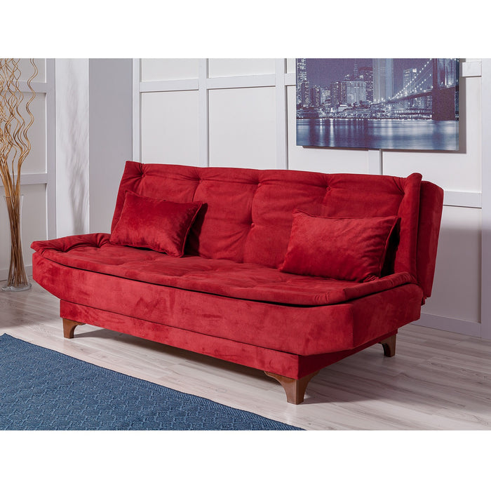 Canapea Extensibila cu 3 Locuri Asi Home Kelebek - Claret Red Lemn de Pin|SOHO 85X190X90 cm