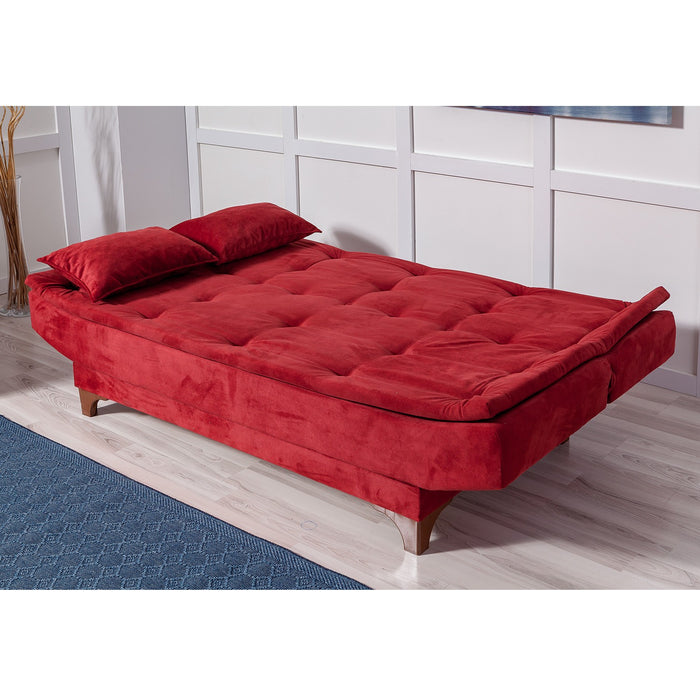 Canapea Extensibila cu 3 Locuri Asi Home Kelebek - Claret Red Lemn de Pin|SOHO 85X190X90 cm