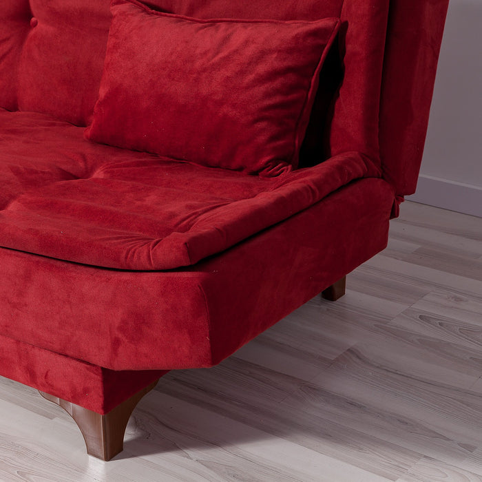 Canapea Extensibila cu 3 Locuri Asi Home Kelebek - Claret Red Lemn de Pin|SOHO 85X190X90 cm