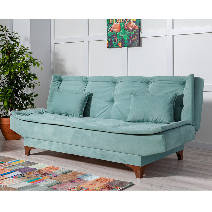 Canapea Extensibila cu 3 Locuri Asi Home Kelebek - Sea Green Lemn de Pin|SOHO 85X190X90 cm